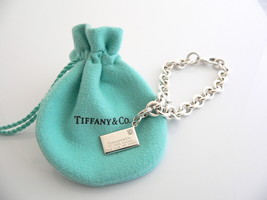 Tiffany &amp; Co Silver Diamond Envelope Bracelet Charm Pendant Bangle 7.5 I... - £586.85 GBP