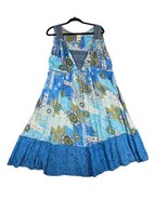 Forbidden Womens L Dress Blue Boho Beaded Hippie Festival Sleeveless Sun... - £18.10 GBP