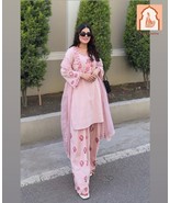 Hot Pink Crepe Top with Farshi Palazzo and Dupatta Set - $50.00