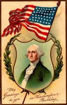 Embossed Patriotic POSTCARD-MY Greetings To You On Washington&#39;s Birthday BKC2 - £5.43 GBP