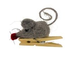 Silver Tree Felted Red Nosed Mouse on a Clip Christmas Ornament 3.25 in - £6.89 GBP