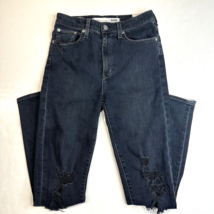 Lovers + Friends Mason Skinny Jeans Sz 26 High Rise Blue Denim Distressed *Flaw - £15.97 GBP