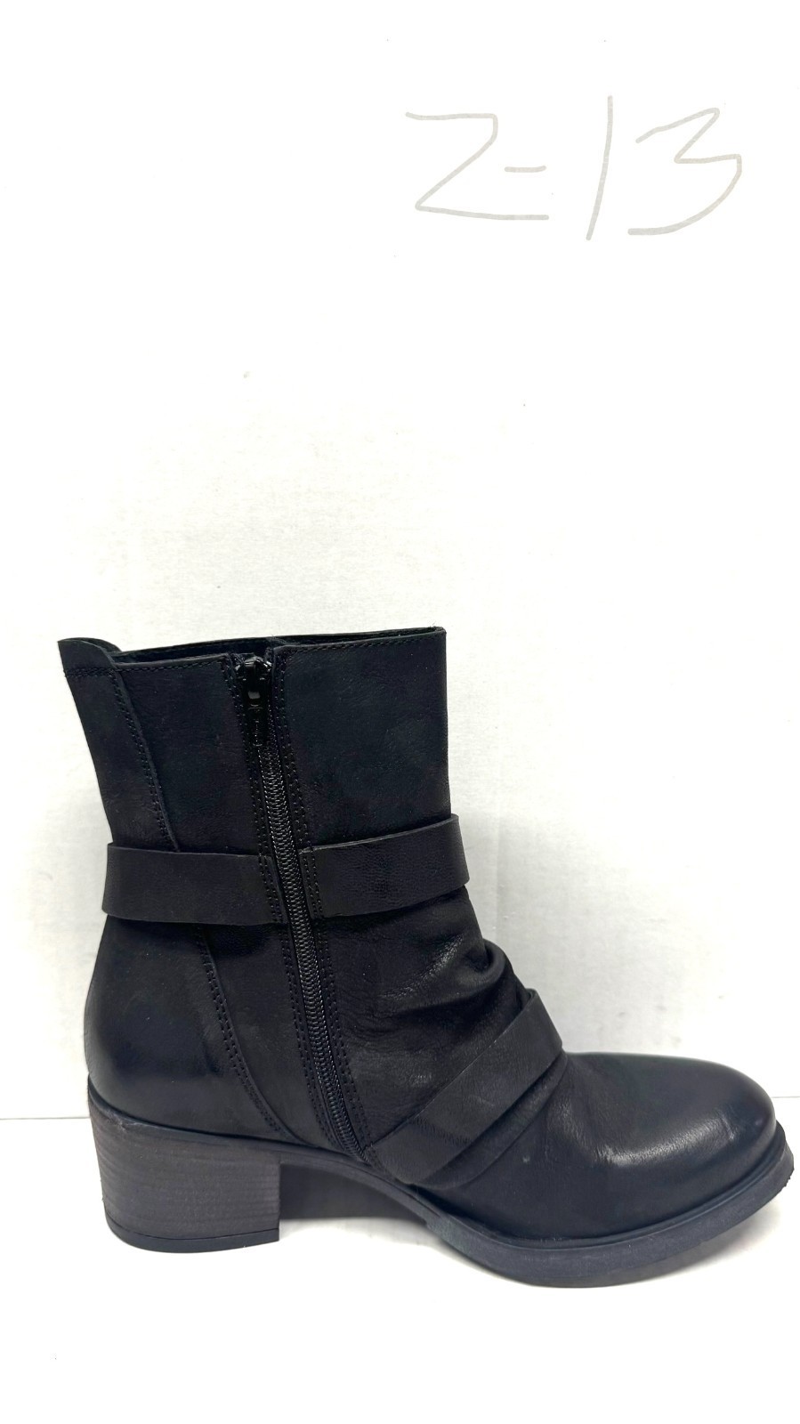 MIZ MOOZ LEATHER BUCKLE ANKLE BOOTS SIDE ZIP BLACK  37EU / 7US  # Z-13 Item image 4
