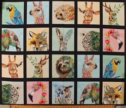 36&quot; X 44&quot; Panel Wildlife Portraits Brush With Nature Cotton Fabric Panel D682.86 - £11.75 GBP