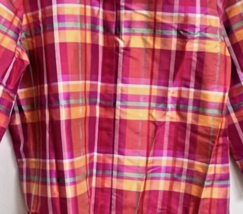 Coldwater Creek Orange Pink Plaid Shirt Blouce Women's Silk Shirt SZ S - $24.26