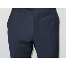 Men's MONO Turkey Slacks 100% Wool Plain Front Regular Fit 2501-02 Navy Blue image 5
