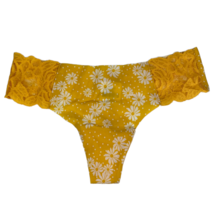 NWT Victorias Secret PINK No Show Thong Panties Yellow White Daisy Floral Sz XS - $14.88