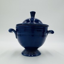 Vintage Firstaware Cobalt Blue Lided Sugar Bowl Footed Retired Rare 5.5” - £73.67 GBP