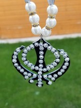 Sikh khanda black or white pendant punjabi singh beads car rear mirror h... - £11.63 GBP