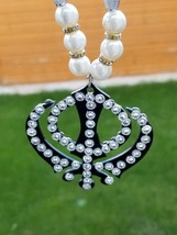 Sikh khanda black or white pendant punjabi singh beads car rear mirror hanger r2 - $15.49