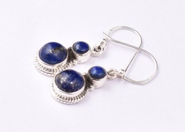 925 Silver Earrings Lapis Lazuli Handmade Fine Beautiful Jewelry Women ES-1173 - £33.27 GBP