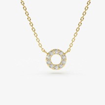 0.15Ct Real Moissanite 14k Yellow Gold Plated Mini Open Circle Pendant Necklace - £55.97 GBP
