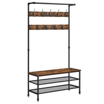 Daintree 3-In-1 Entryway Coat Rack And Storage Bench, Pipe Style Hall Tree With  - £107.54 GBP