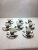 Vintage Set Of 8 Demitasse Teacups Saucers Fukagawa Arita Pattern 503 Purple - £65.00 GBP