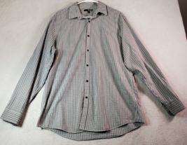 Murano Shirt Men Large Black White Gingham Cotton Long Sleeve Collar Button Down - £10.53 GBP