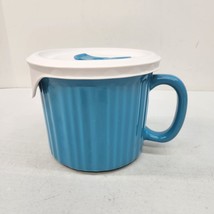 CorningWare Colours Aqua  Blue 20 oz Coffee Cup Soup Mug Stoneware w/ Ve... - £7.66 GBP