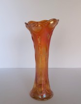 Vintage Imperial Marigold Carnival Glass Beaded Bullseye Pattern Tall Vase - £31.46 GBP