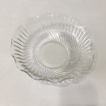 Vintage glass bowl scalloped swirl edge clear glass serving large candy ... - $24.70