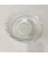 Vintage glass bowl scalloped swirl edge clear glass serving large candy ... - $24.70