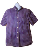 Chaps Button Up Shirt Mens Large Purple Casual Short Sleeve Easy Care - £11.76 GBP