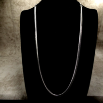Womens Silver-Toned Flat Snake Chain 30" Necklace EUC - $16.78