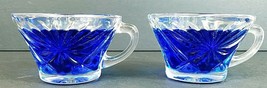 1950s Starburst Punch Bowl Cups Set Of 2 Clear Glass 2.25&quot; Tall x 3.5&quot; Vtg - £8.87 GBP