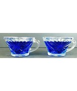 1950s Starburst Punch Bowl Cups Set Of 2 Clear Glass 2.25&quot; Tall x 3.5&quot; Vtg - £8.85 GBP