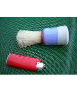 Antique Soviet Russian USSR Shaving Brush About 1976 White Blue - $17.64 CAD