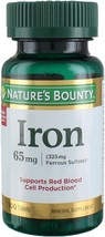 Nature&#39;s Bounty Iron 65 Mg.(325 mg Ferrous Sulfate), 100 Count (Pack of 2) - £23.17 GBP