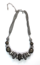 Premier Designs ISABELLA Silver &amp; Bronze tone Beaded Necklace - £17.43 GBP