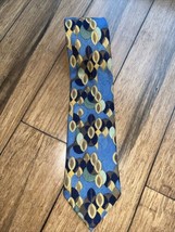 Frank Lloyd Wright Tie Blue 100% Silk Art Deco Vintage “Ferns” Made In Italy - £15.41 GBP