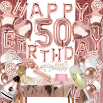 50Th Birthday Decorations for Her, Rose Gold 50 and Fabulous Bday Decor for Woma - £29.68 GBP