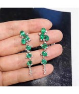 Natural Columbia Emerald Green Gemstone  Earrings Real 925 Silver Earrin... - £139.63 GBP