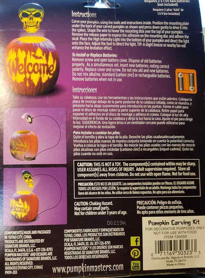 Pumpkin Masters  Floating Skull Illusion Carving Lighting Kit Item image 4
