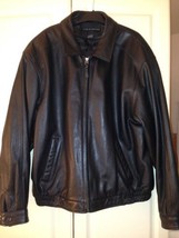 CROFT &amp; BARROW Men&#39;s Genuine Leather Bomber Jacket Black Size XL - $110.00