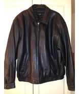 CROFT &amp; BARROW Men&#39;s Genuine Leather Bomber Jacket Black Size XL - £87.72 GBP