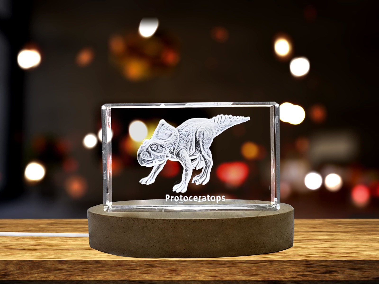LED Base included | Protoceratops Dinosaur 3D Engraved Crystal 3D Engraved