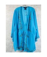 Denim 24/7 Beaded Sheer  Duster Cover Up Ocean Blue Plus Size 30W Beach - €30,22 EUR