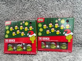 Gemmy The Grinch W/ Santa Hat Projection 8 Musical Light String Led Lot of 2 - £60.12 GBP