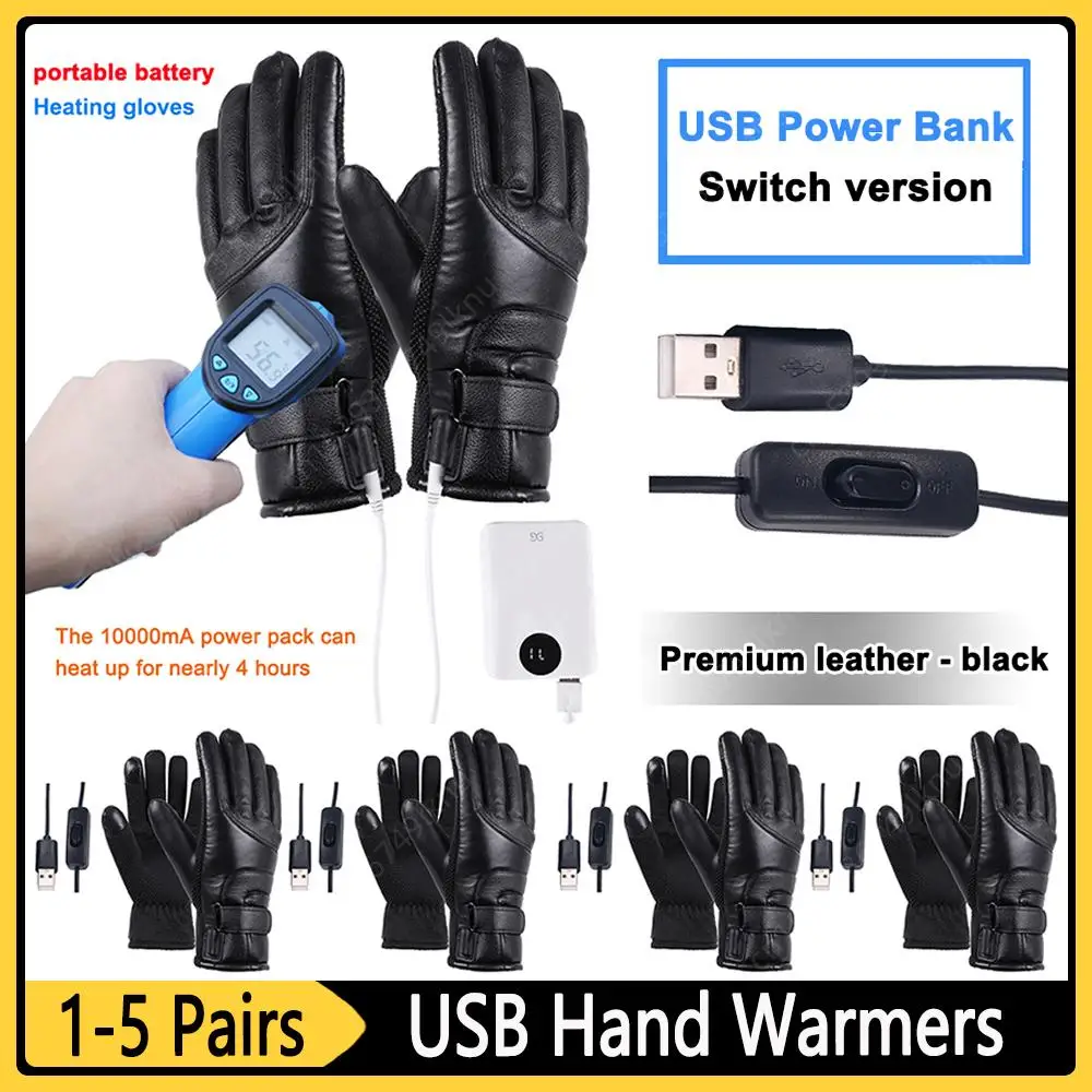 Electric Heated Full Finger Mittens Rechargeable USB Hand Warmer Heating... - $21.28+