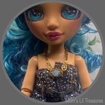 Light Blue Accent Gold Tone Filigree Necklace • 10-12” Fashion Doll Jewelry - £4.59 GBP