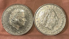 1971 &amp; 1978 Netherlands 2 1/2 Gulden KM High Grade 2 World Coins - £13.84 GBP