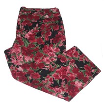 Talbots Maroon Pink Colorful Roses Floral Thick 3-Pkt Capri Pants Wm&#39;s 2... - $27.99
