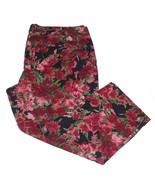 Talbots Maroon Pink Colorful Roses Floral Thick 3-Pkt Capri Pants Wm&#39;s 2... - $38.28 CAD