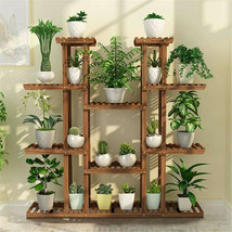 Large 11 Tiered Wood Plant Stand Carbonized Pot Shelf Holder Flower Shop... - £66.69 GBP