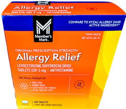 Member&#39;s Mark Allergy Relief Levocetirizine Tablets 5 mg 400 Count EXP 0... - $427.24 MXN
