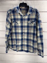 Quicksilver Waterman Shirt Mens Medium Flannel Plaid Blue - £17.01 GBP