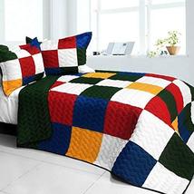 [Funny Magic Cube] 3PC Vermicelli-Quilted Patchwork Quilt Set (Full/Quee... - £80.47 GBP