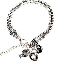 Premier Designs Silver Tone Hostess Charm Bracelet Heart Crown Ring - £13.64 GBP