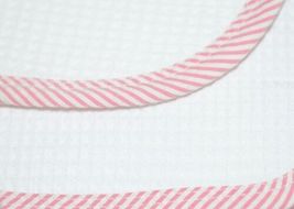 EllieO Seersucker Bib And Burp Cloth Set White With Pink Striped Trim image 4